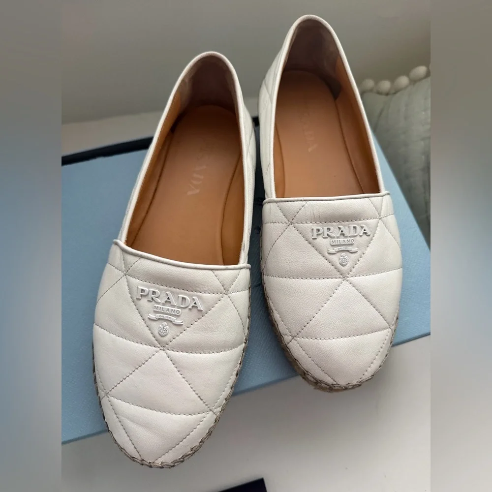 PRADA White Quilted Leather Espadrilles 🤍 - Picture 5 of 16